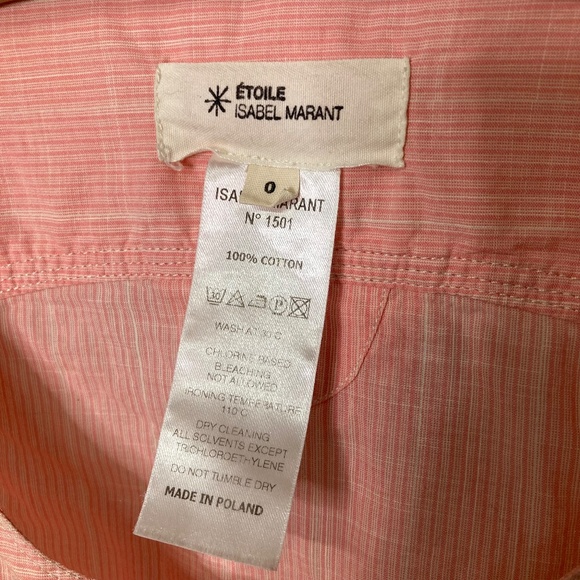 Etoile Isabel Marantz Size 0 Button Front Tunic With Pockets Cotton Pink - Picture 2 of 6